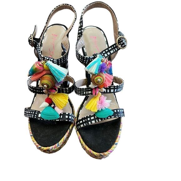 Betsey Johnson Marcy Funky colorful Block Heel Animal Print Sandals Size 6.5 - Picture 3 of 5